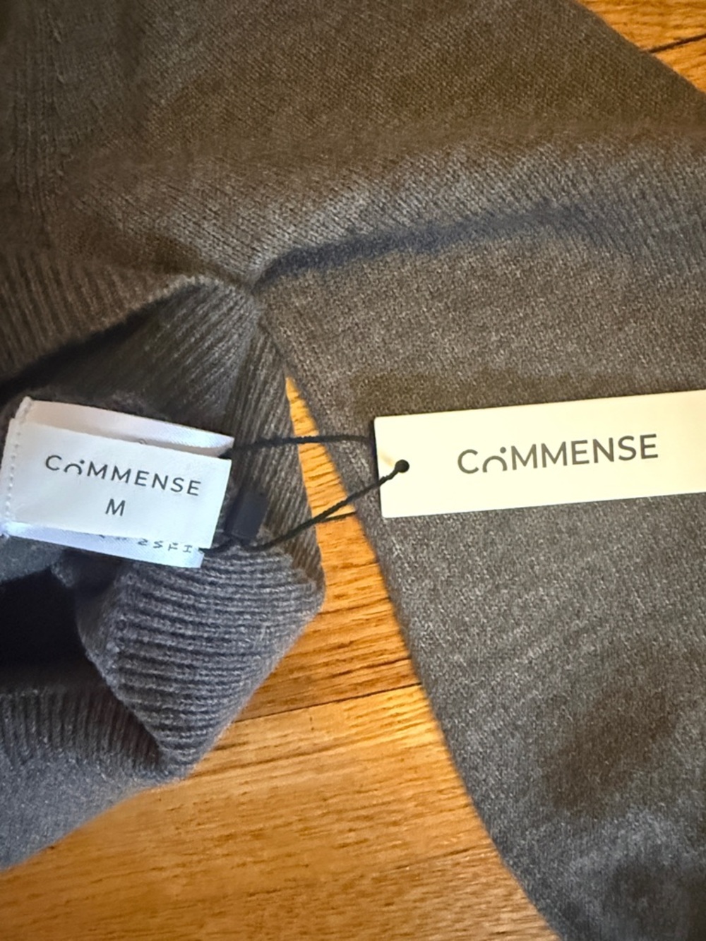 Commense Gray V-Neck Sweater with White Trim Collar - Picture 2 of 3